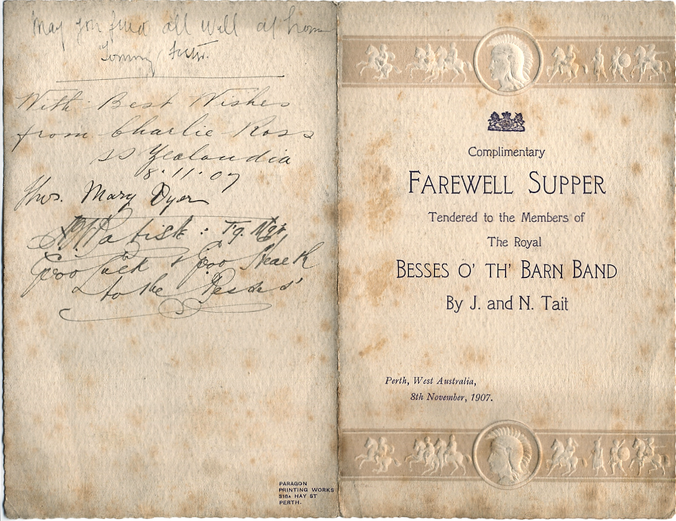 Perth Farewell Supper 1907.