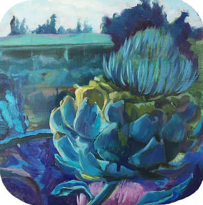 Artichoke at Dusk
Oil on panel, 7.25 in. diameter.