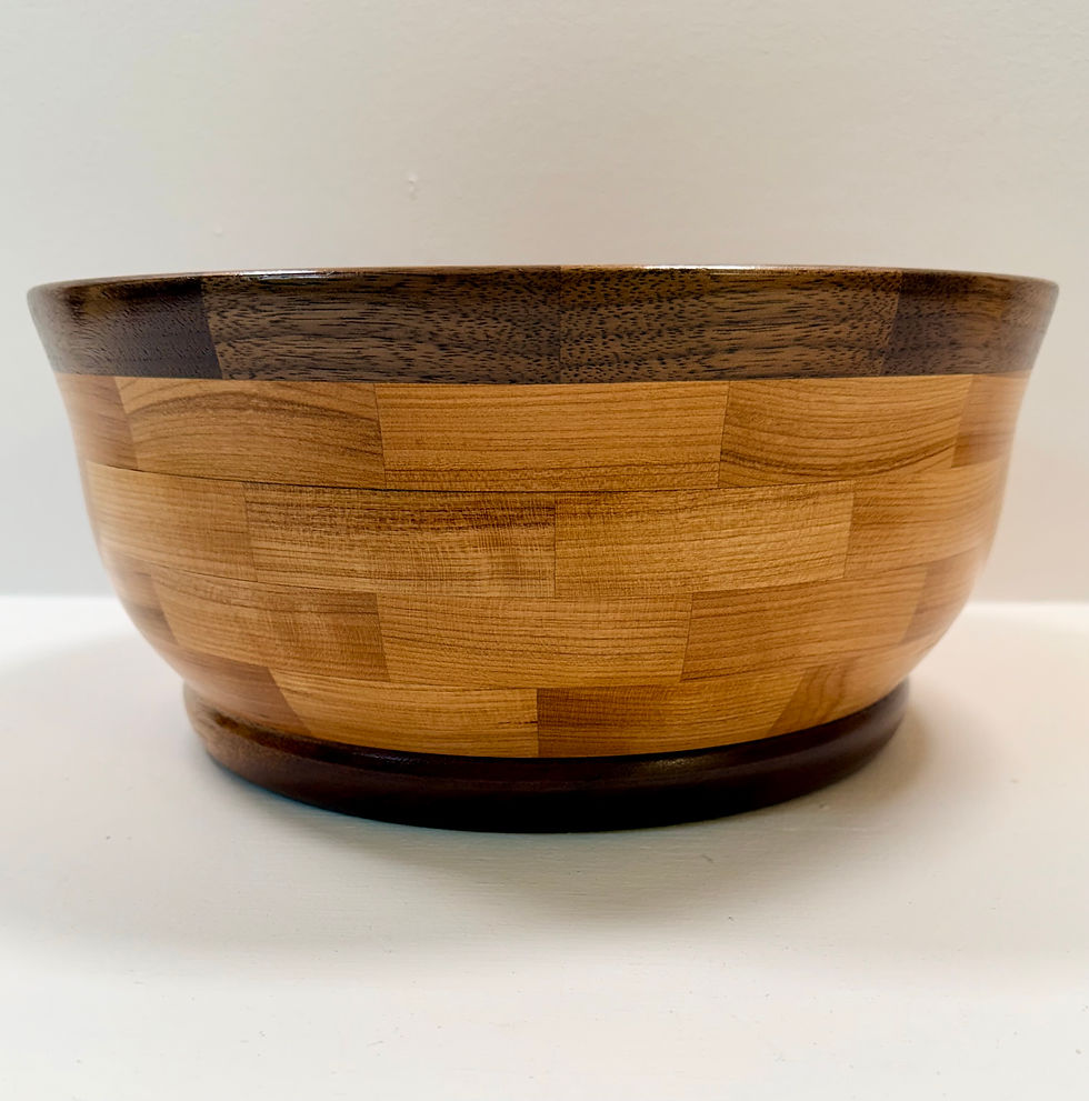 Handmade walnut, cherry and mahogany wooden bowl