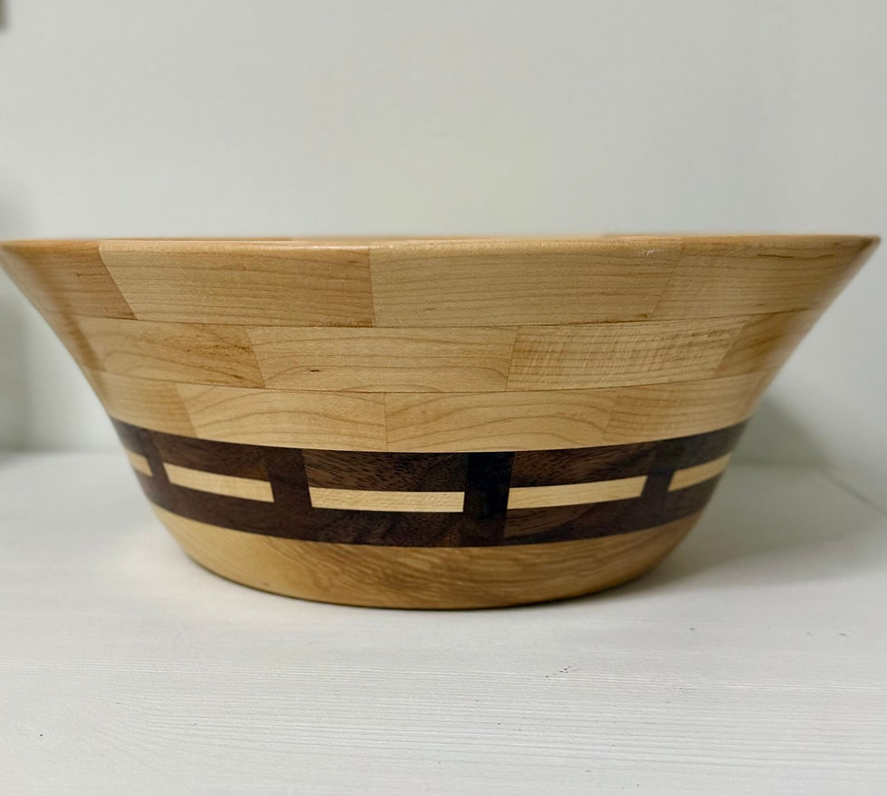 Handmade maple, walnut and ash wooden bowl