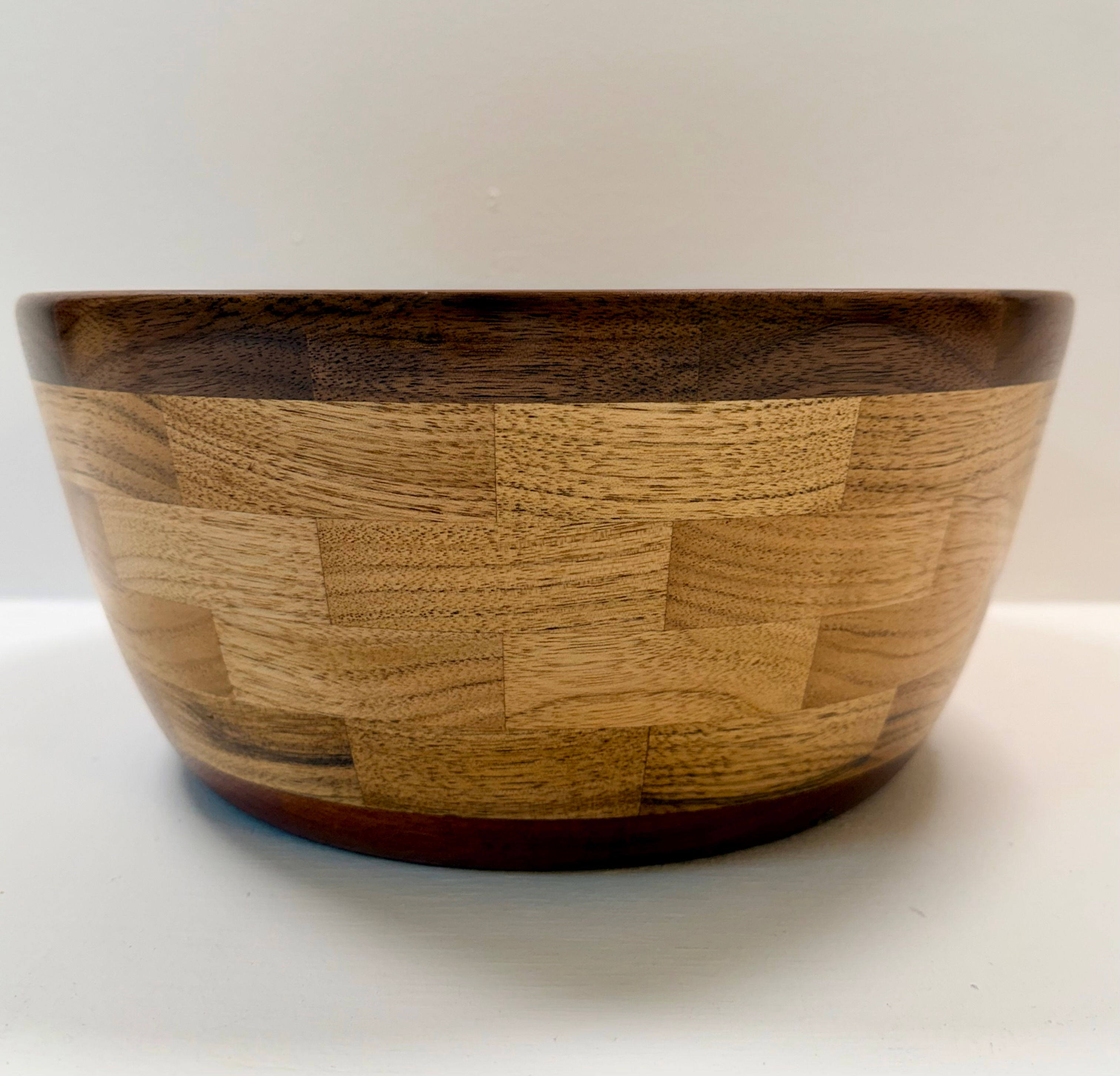 Handmade mahogany, butternut and walnut wooden bowl