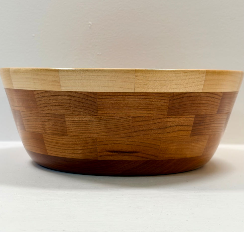 Handmade cherry and maple wooden bowl