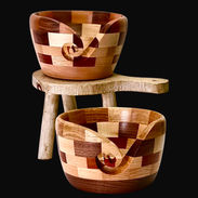 Knitting segmented wooden bowl handmade 