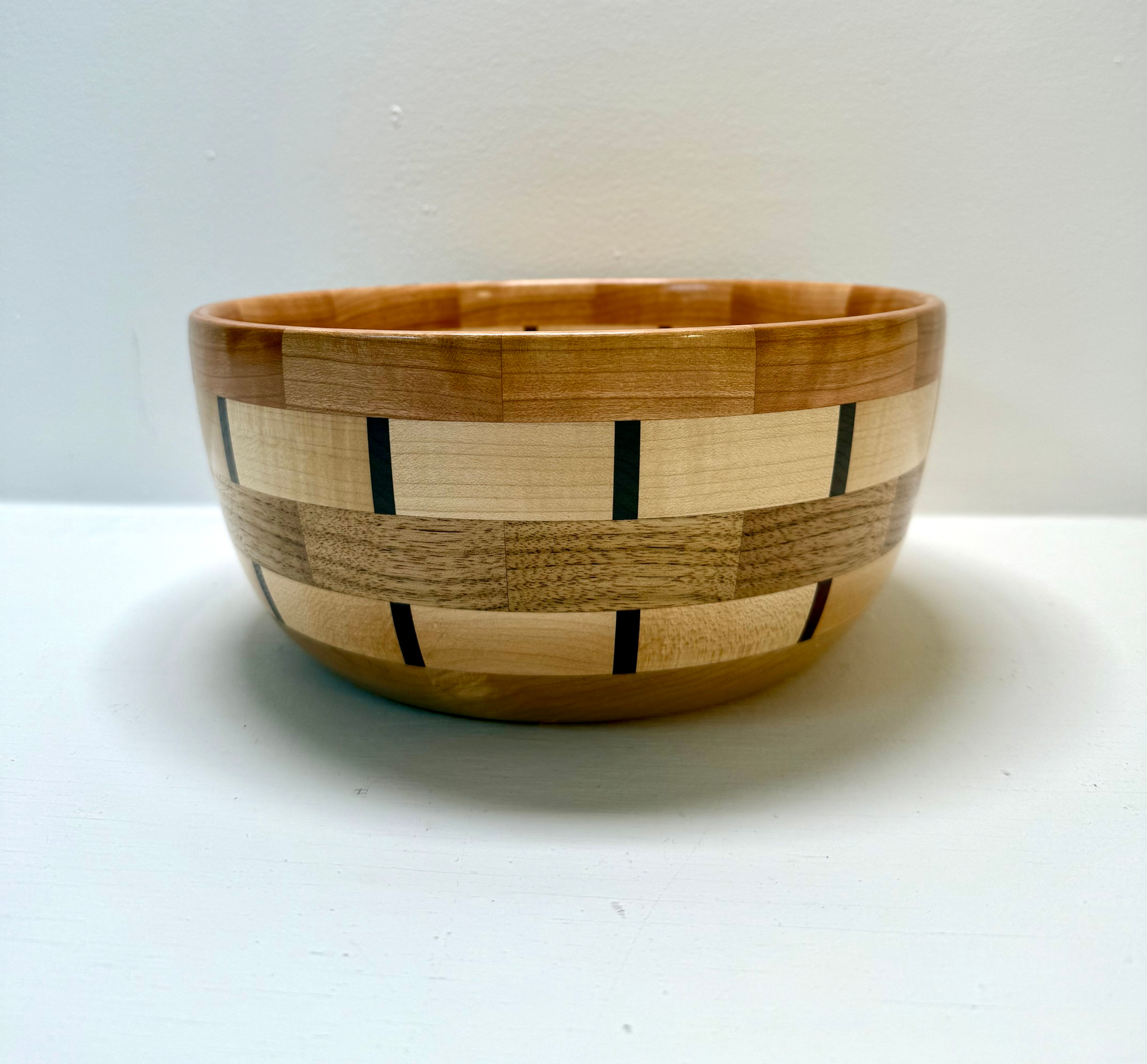 Handmade Purple Heart, maple, butternut, walnut and cherry wooden bowl
