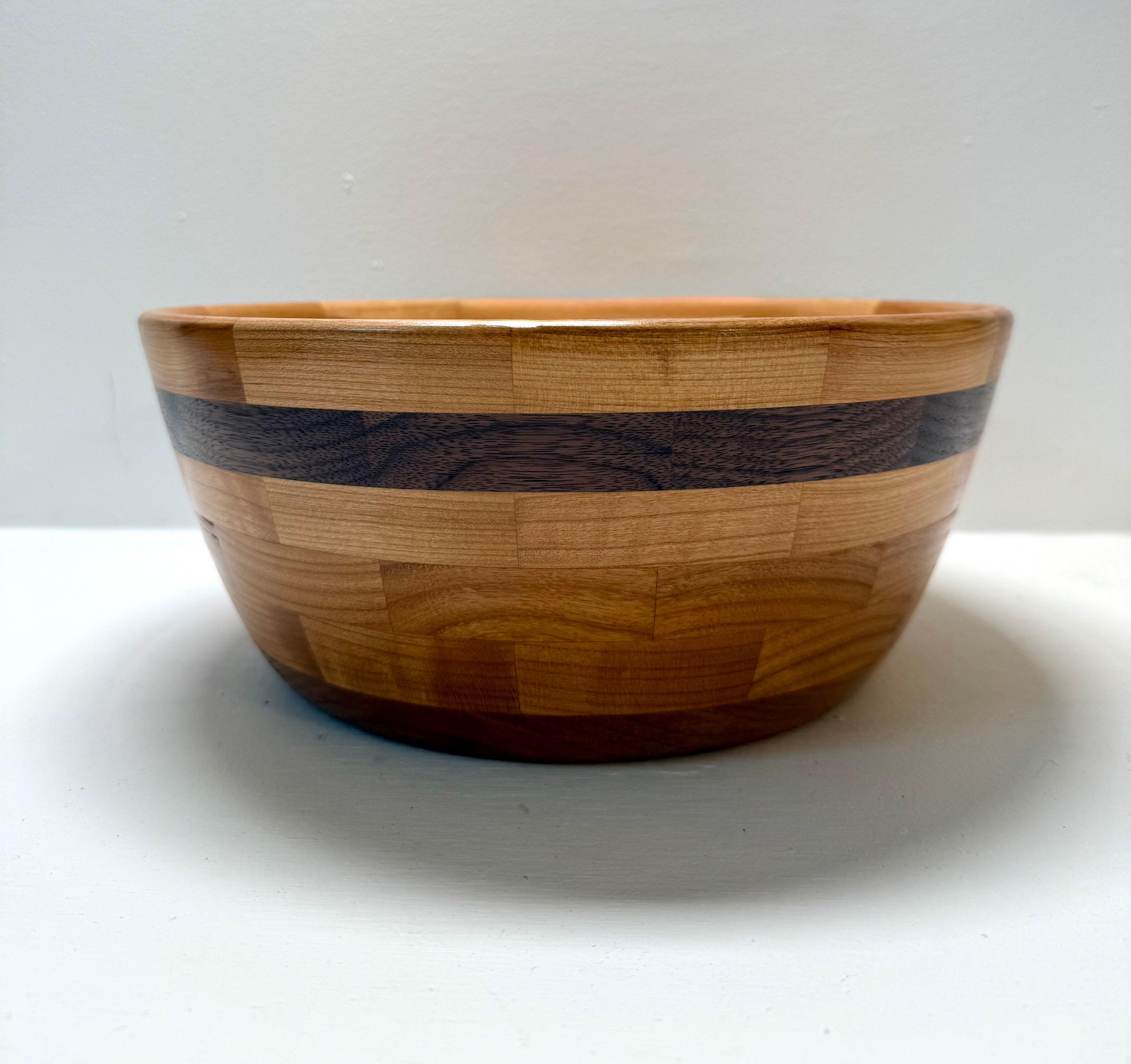 Cherry and walnut handmade wooden bowl