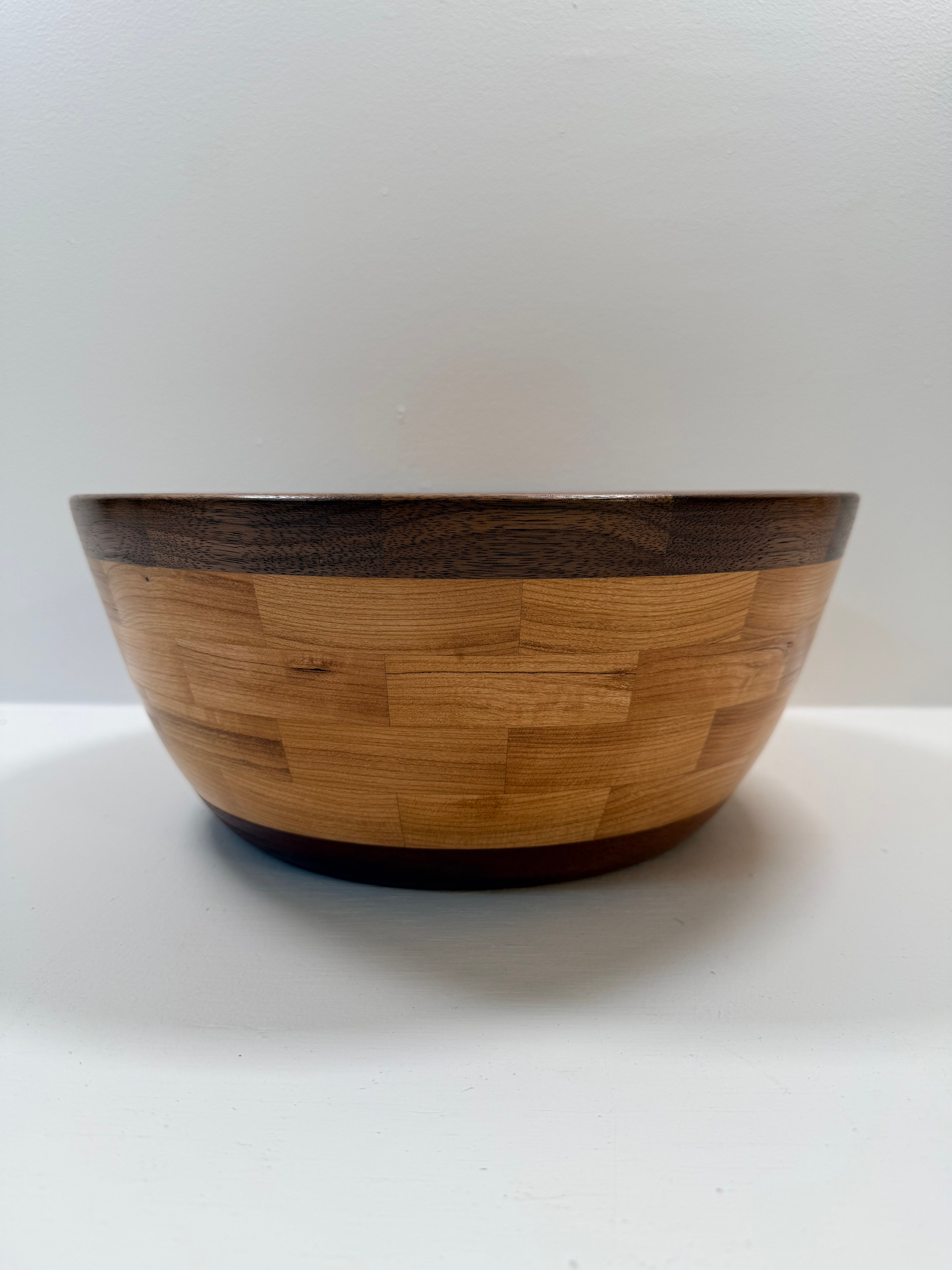 Handmade walnut, cherry and mahogany wooden bowl