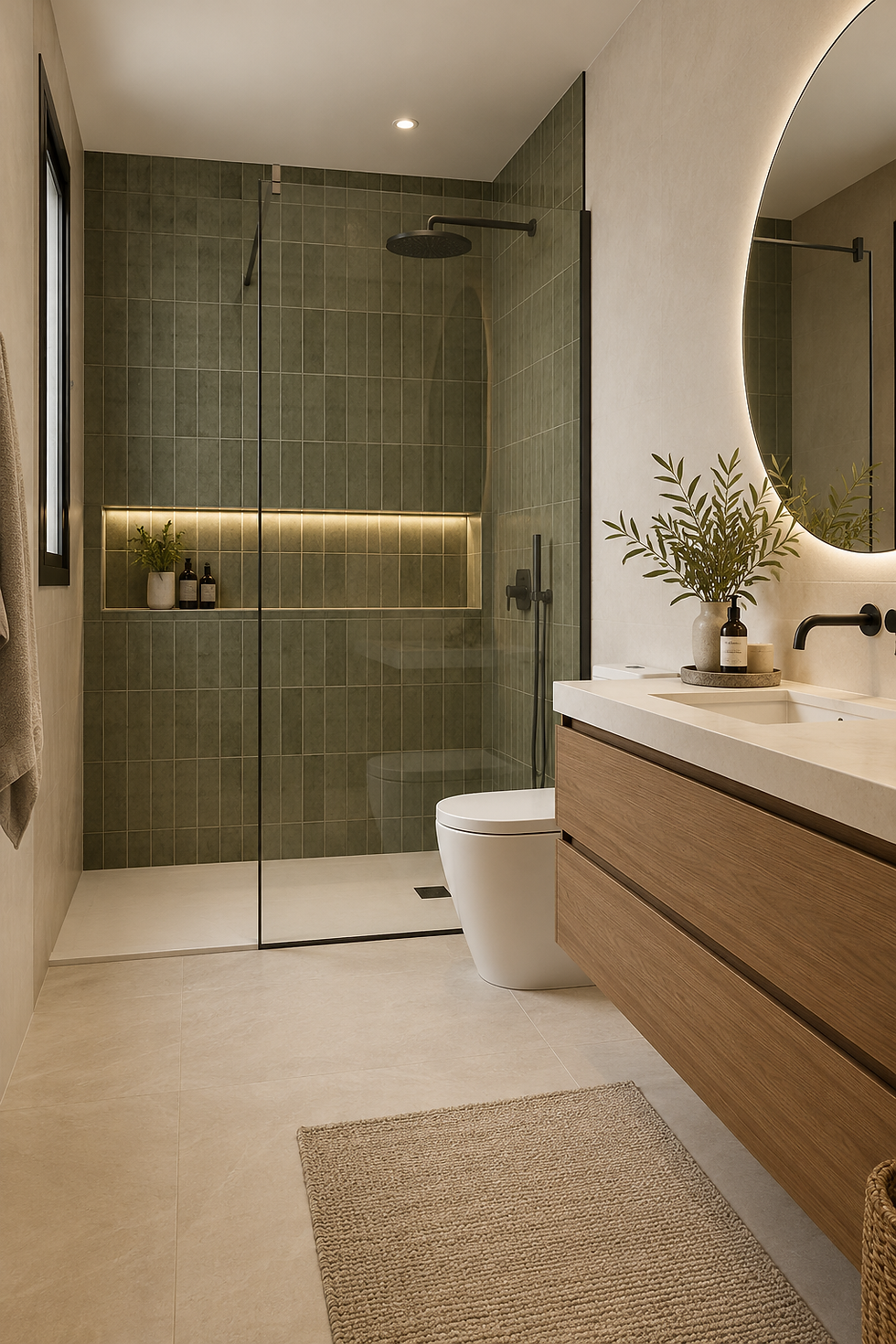 Baño moderno con ducha y madera cálida.png