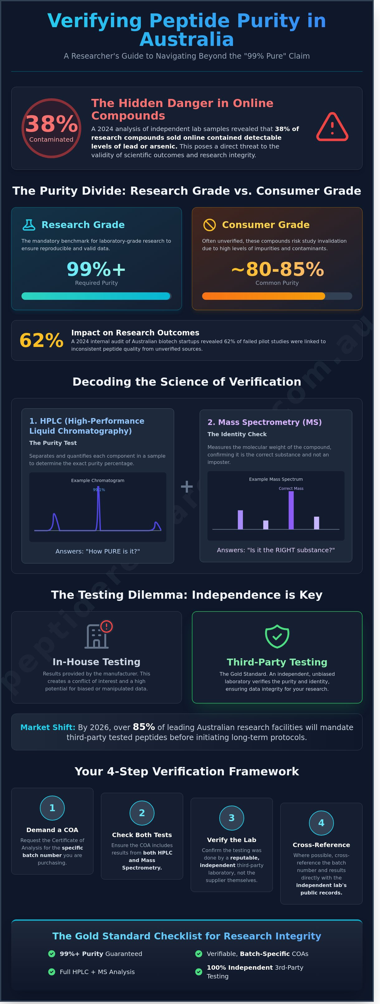 Third-party tested peptides au
