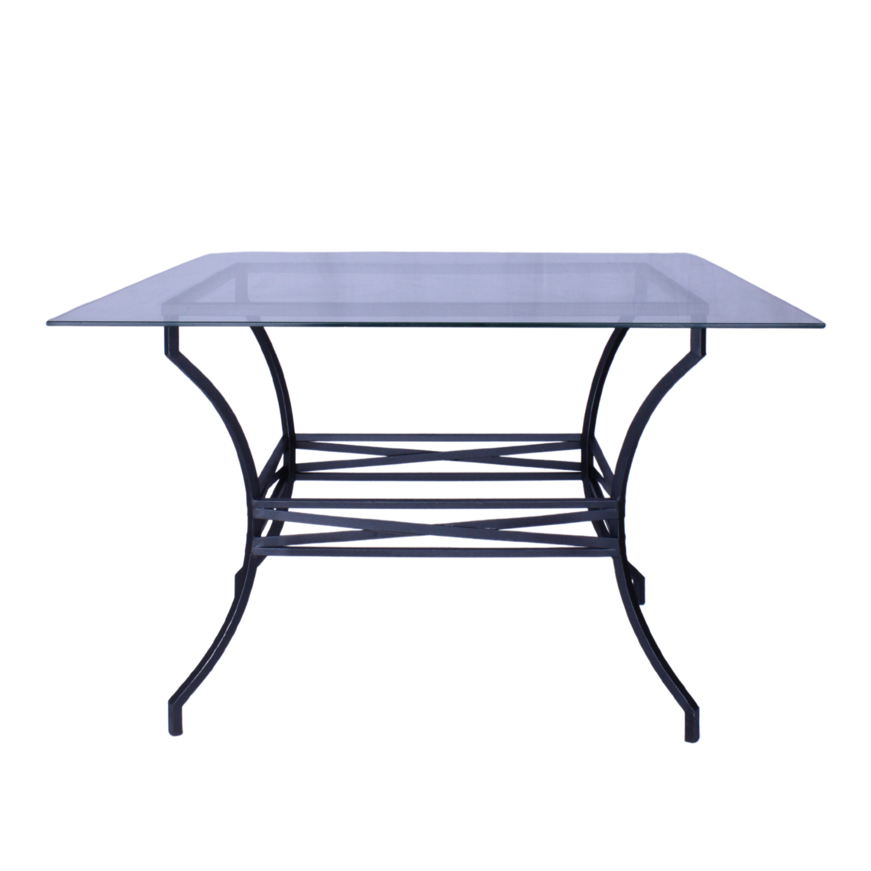 Mesa Metálica preta 1,00 x 1,00 com Vidro