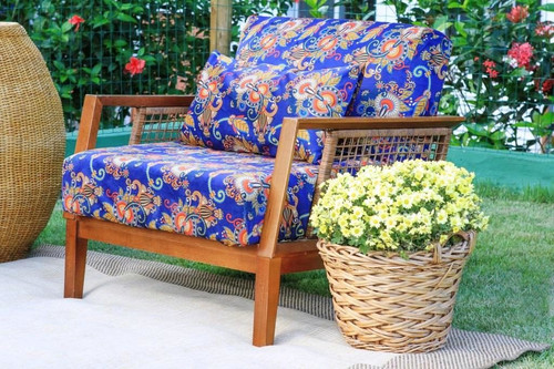 Poltrona Vime Paris Boho Azul Estampada Suporte Eventos