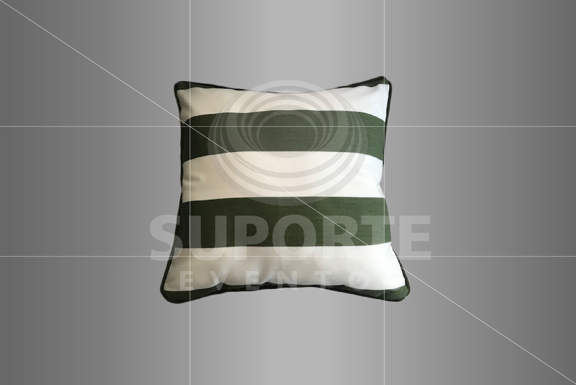Almofada Verde com Listras Largas 0,45 x 0,45