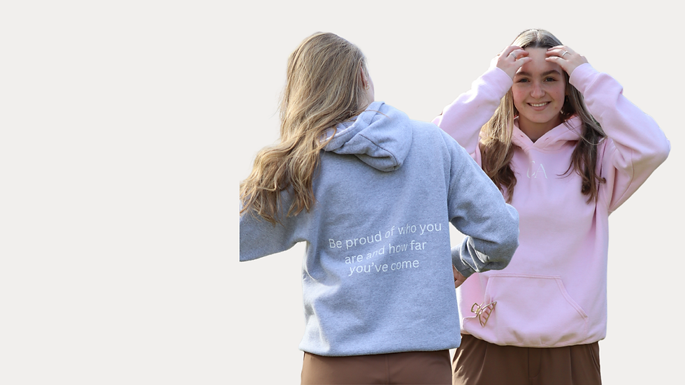 Sport Grey hoodie and Light Pink hoodie worn standing up.