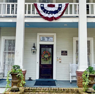 Historic front entrance of Judge Porter House Bed and Breakfast in Natchitoches, Louisiana.