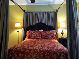 Queen canopy bed in the Tucker Suite at the Andrew Morris House Bed and Breakfast in Natchitoches.