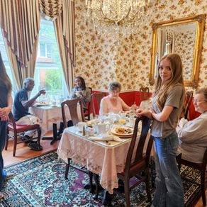 A delightful breakfast scene! Foreground: Katy, her daughter, and lifelong best friends enjoying a girls' trip. Background: Our guests Duante and Aliyah.
