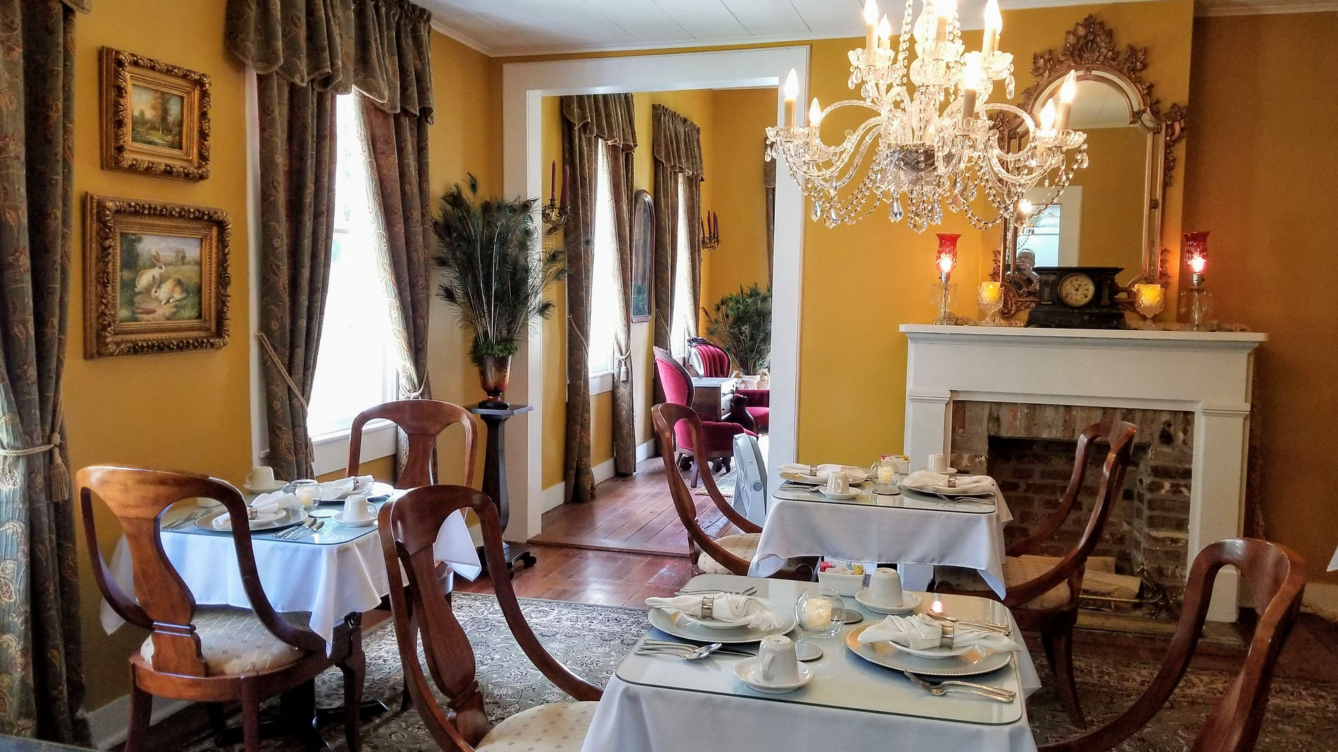 Dining room looking into the Front Parlor at the Andrew Morris House Bed and Breakfast