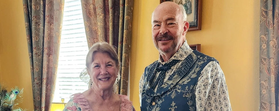 Mr. and Mrs. Weber from Austin, Texas, in Civil War period costumes at the Andrew Morris House Bed and Breakfast.