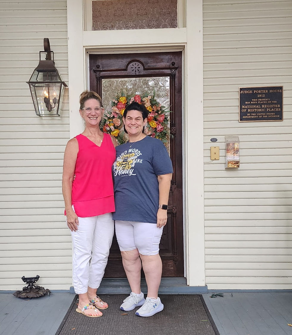 Our wonderful guests Christy Tullier and her mother smiling together during their special birthday vacation stay at the Judge Porter House.