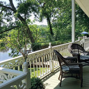 View of Cane River Lake from the rear gallery at Violet Hill Bed and Breakfast in Natchitoches, Louisiana.