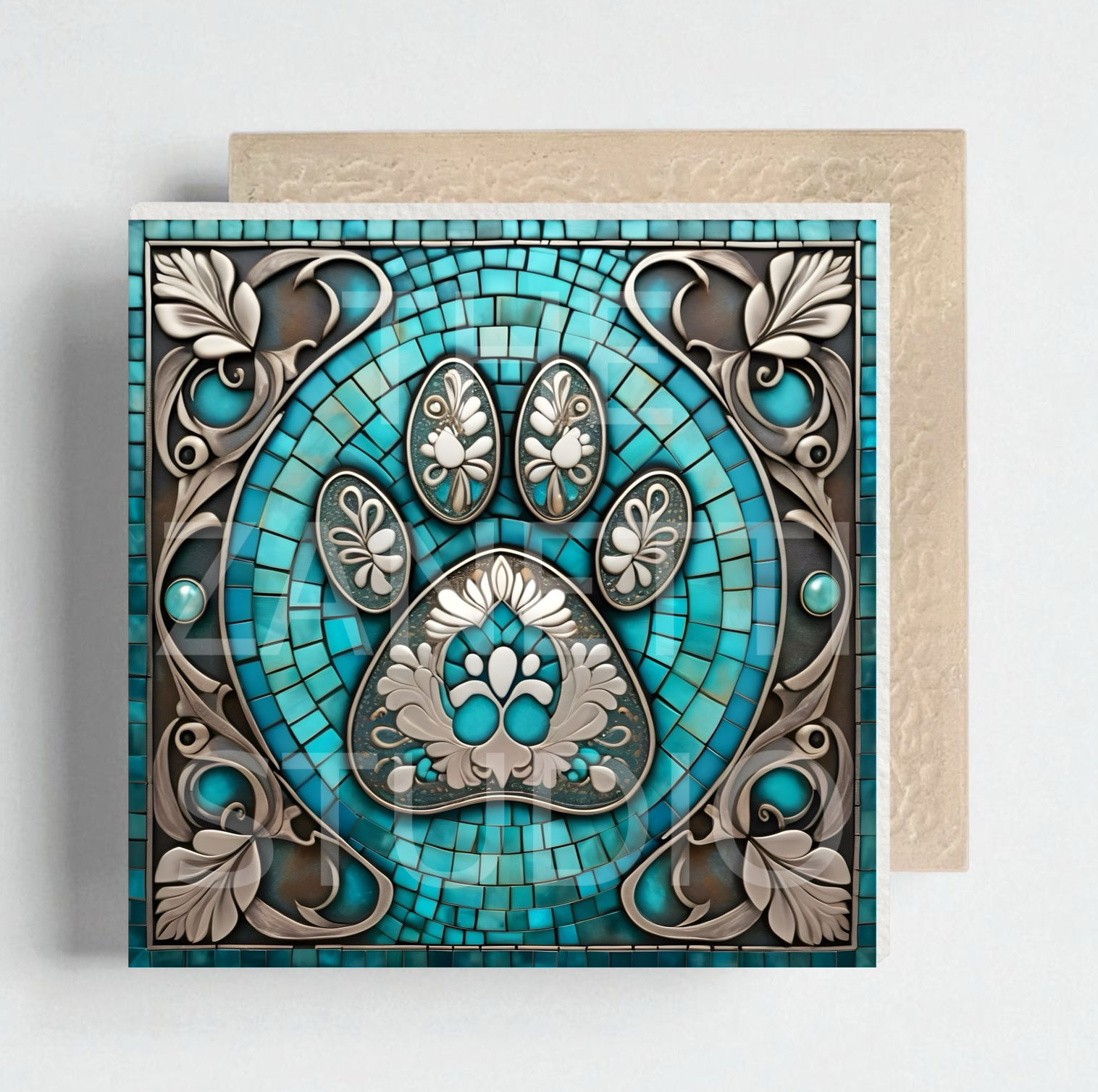 🐾 Paw Print Ceramic Decorative Tile 6”x6”