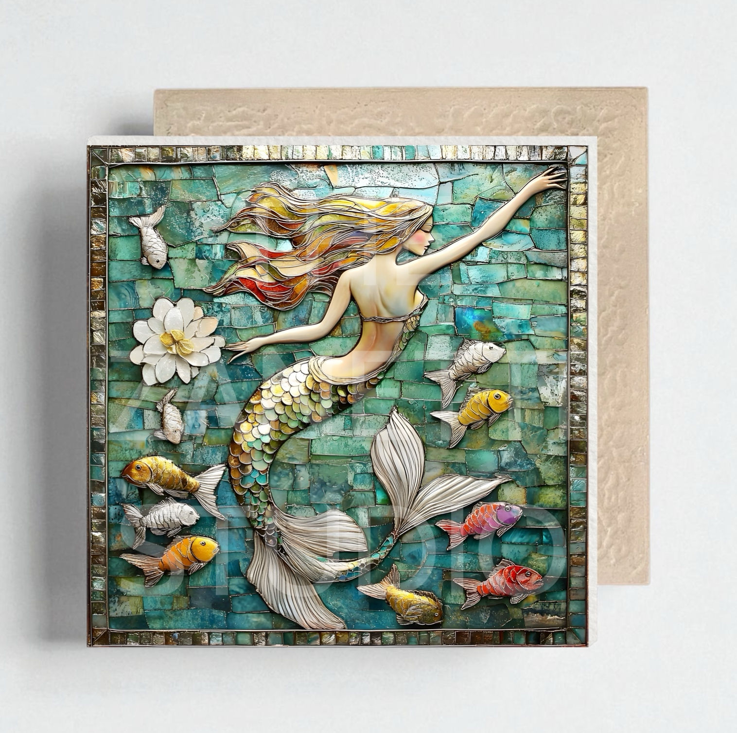 🧜♀️ Mermaid Ceramic Decorative Tile 6”x6”