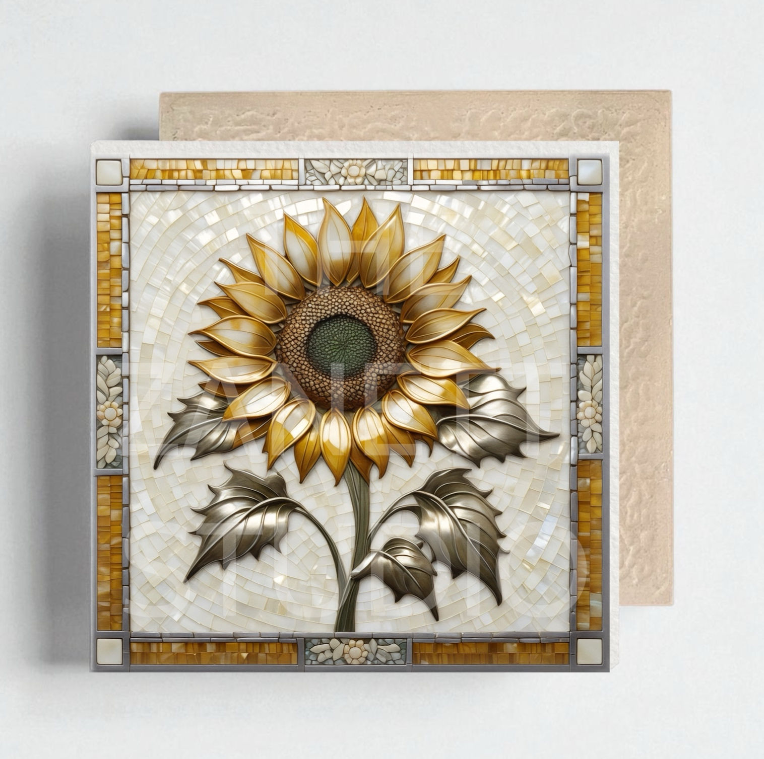 🌻 Sunflower Ceramic Decorative Tile 6”x6”