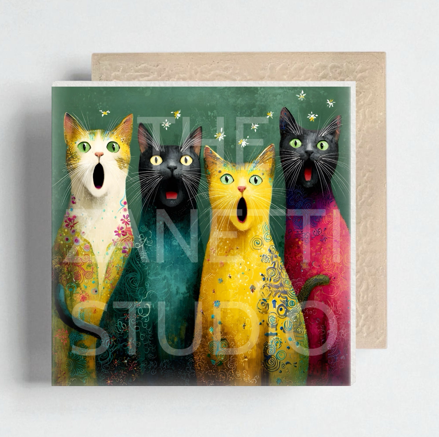 🐈⬛ Cat Ceramic Decorative Tile 6”x6”