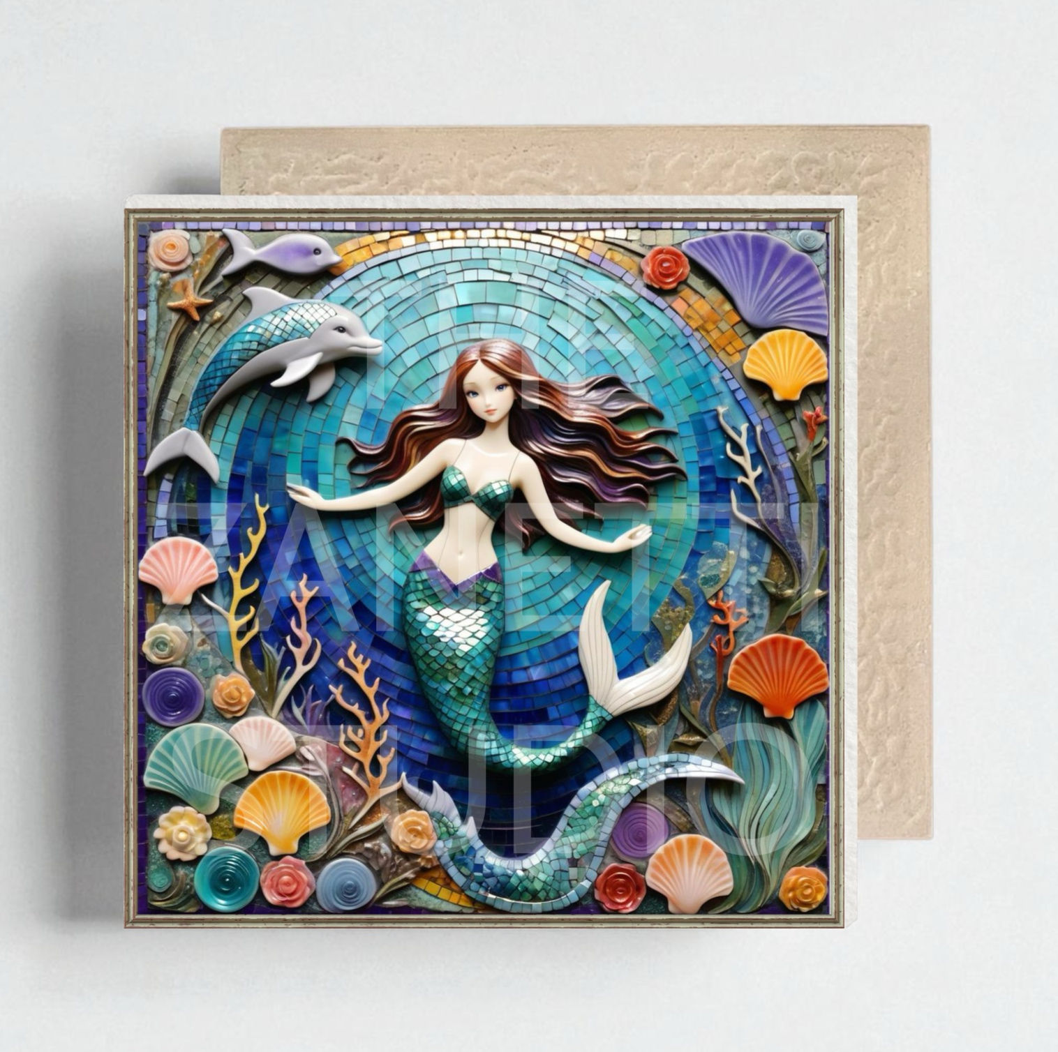 🧜♀️ Mermaid Ceramic Decorative Tile 6”x6”