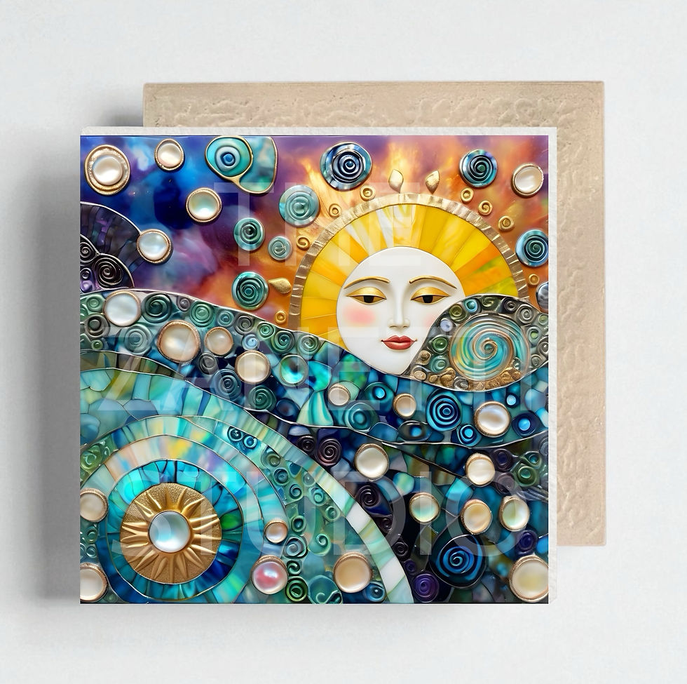 Thumbnail: 🌙 🌞 Sun Moon Ceramic Decorative Tile 6”x6”