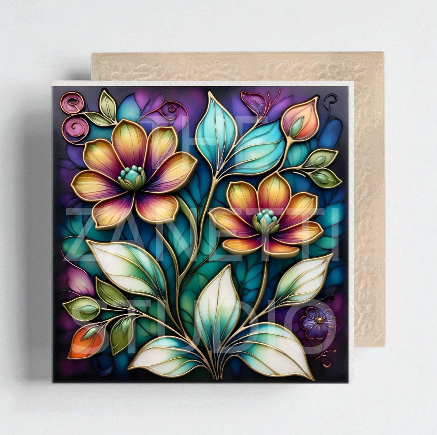 💐 Flowers Ceramic Decorative Tile 6”x6”