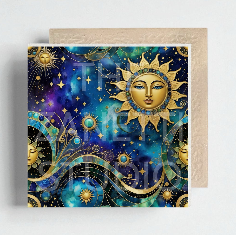 Thumbnail: 🌙 🌞 Sun Moon Ceramic Decorative Tile 6”x6”