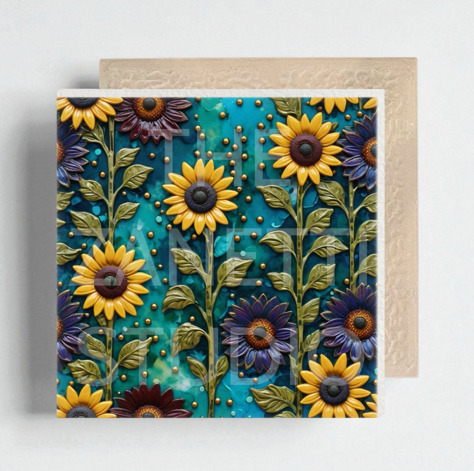 🌻 Sunflower Ceramic Decorative Tile 6”x 6”