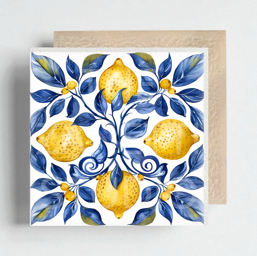 Thumbnail: 🍋 Sicilian Lemons Ceramic Decorative Tile 6”x6”