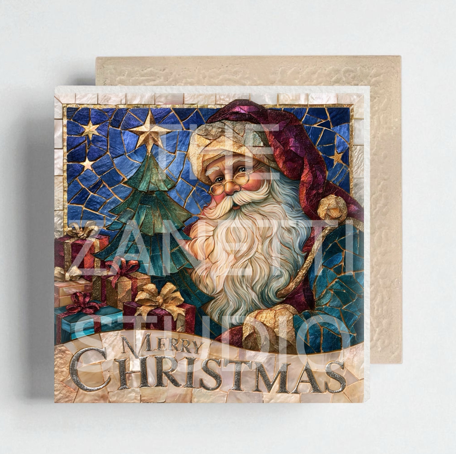 🎄 Christmas Santa Ceramic Decorative Tile 6”x6”