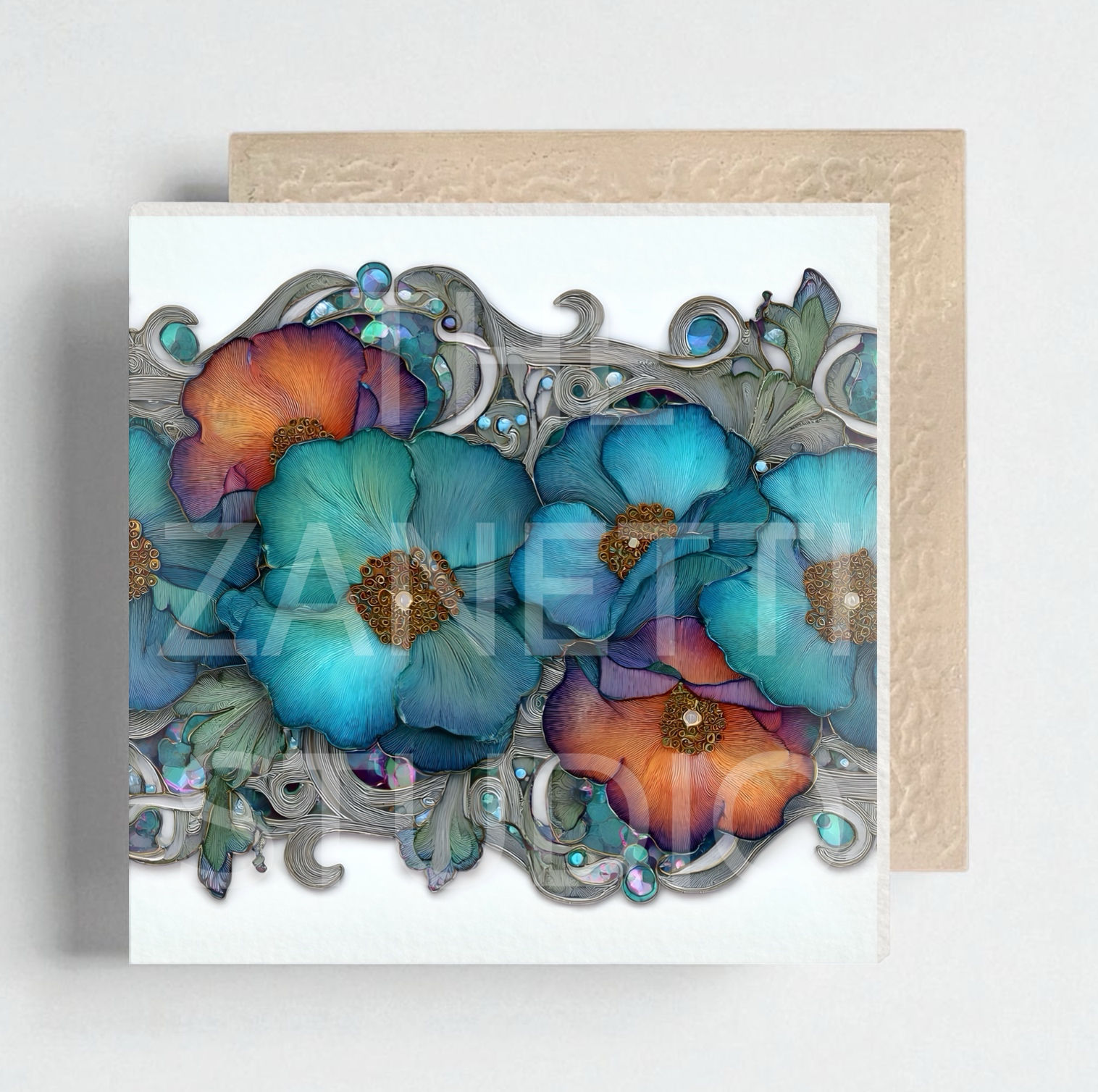 💐 Flower Ceramic Decorative Tile 6”x6”