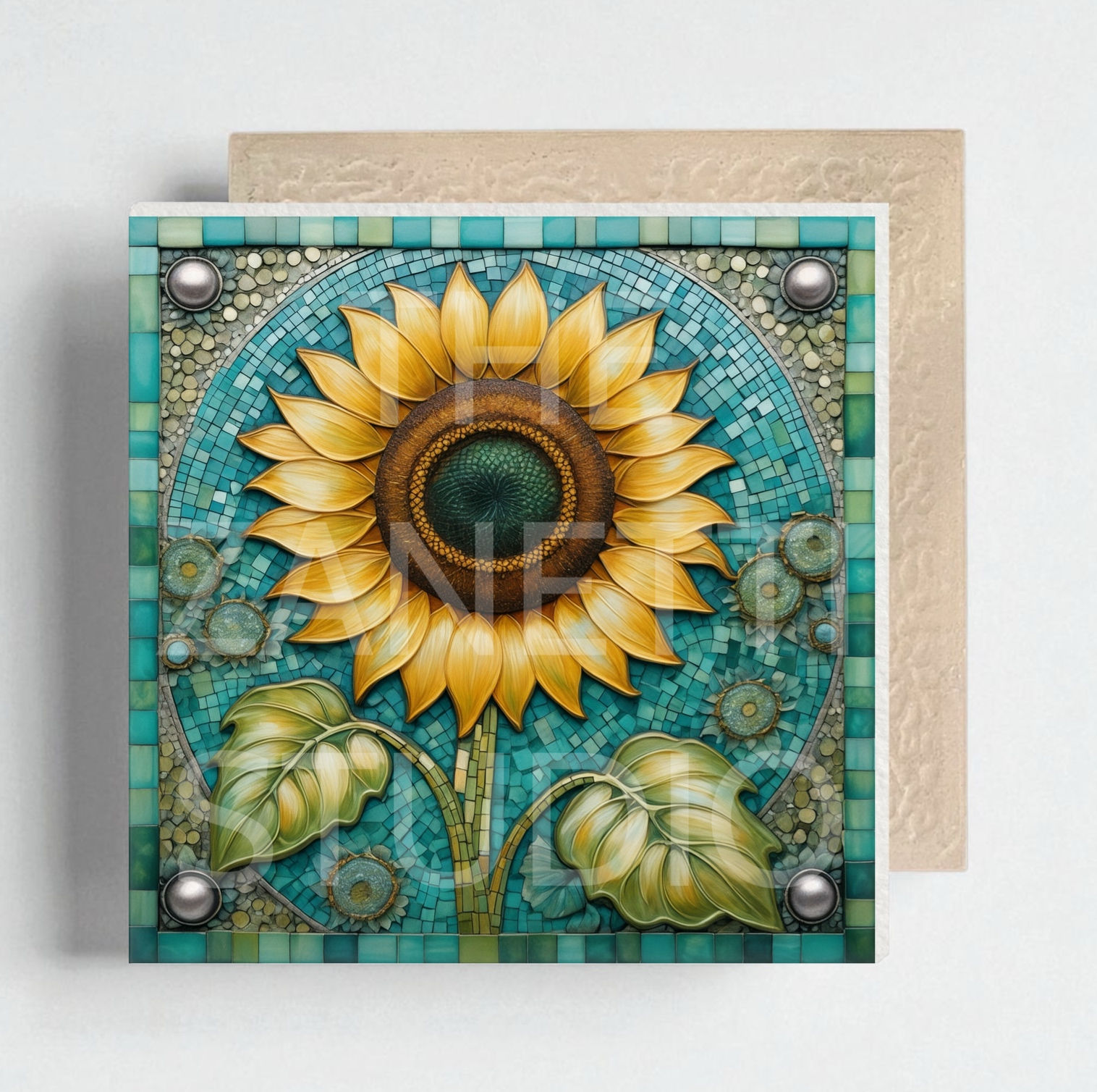 🌻 Sunflower Ceramic Decorative Tile 6”x6”
