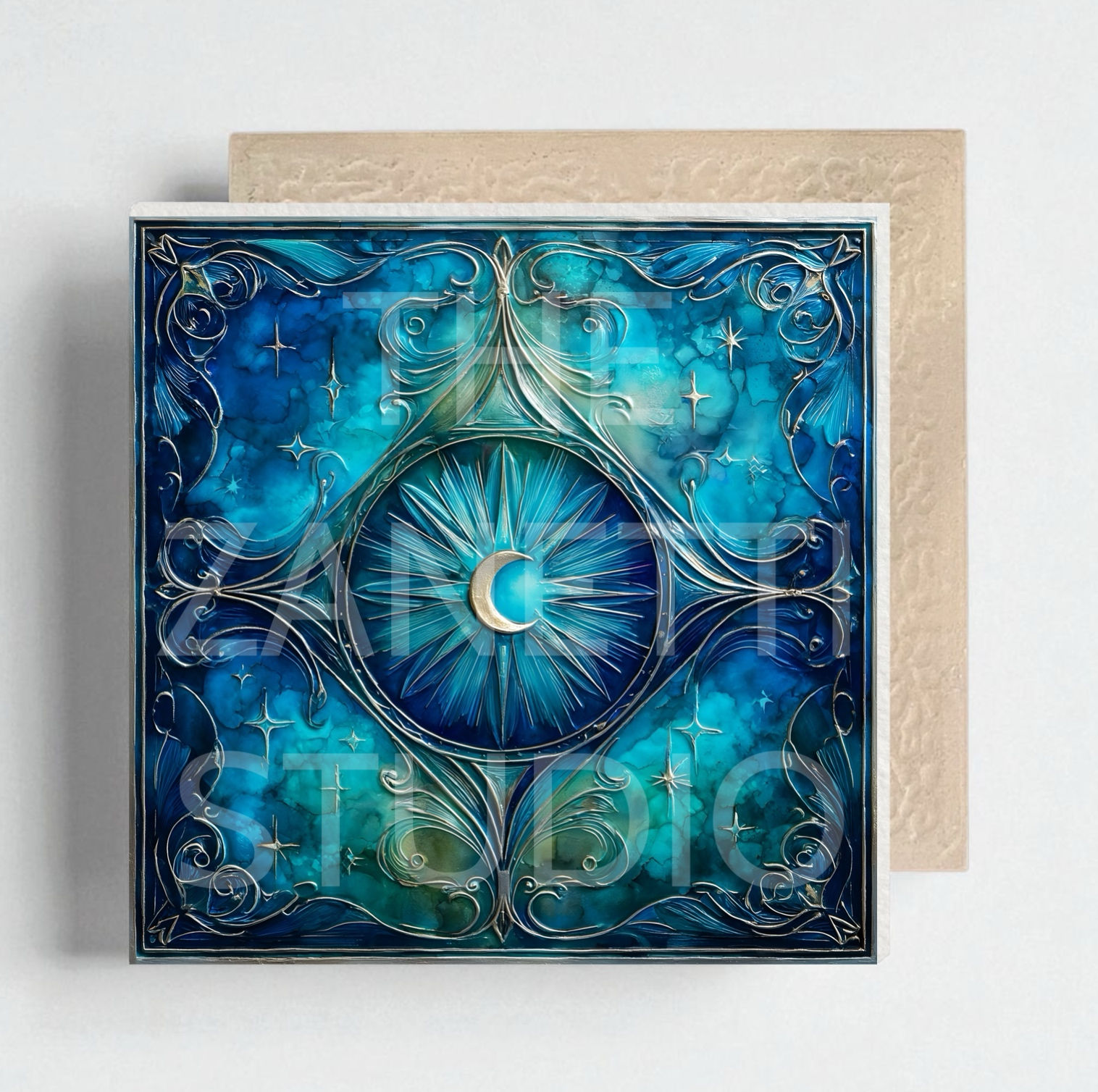 🌙 🌞 Sun Moon Ceramic Decorative Tile 6”x6”“