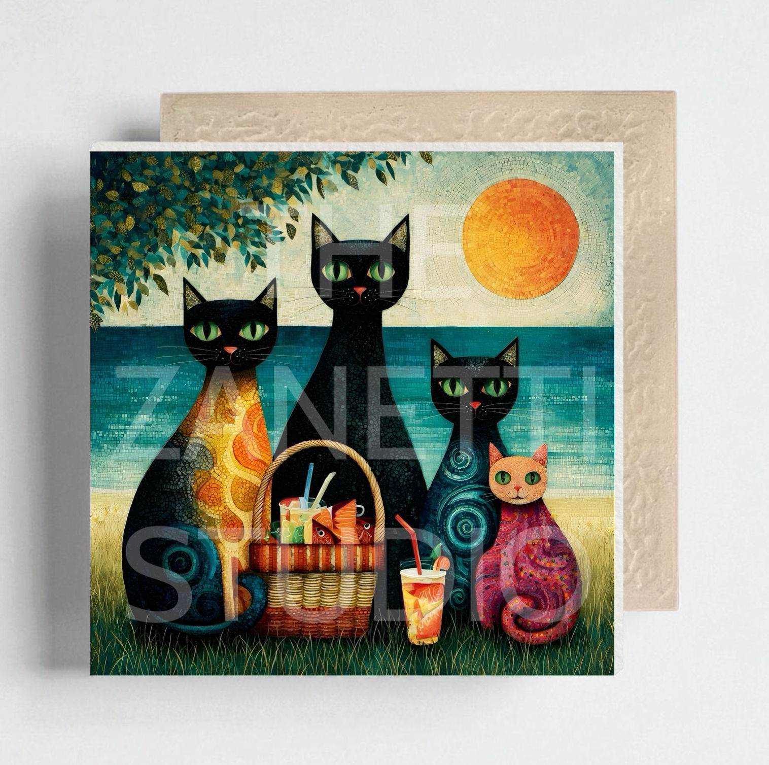 🐈⬛ Cat Ceramic Decorative Tile 6”x6”