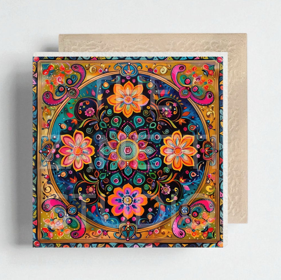 Thumbnail: Boho Ceramic Decorative Tile 6”x6”