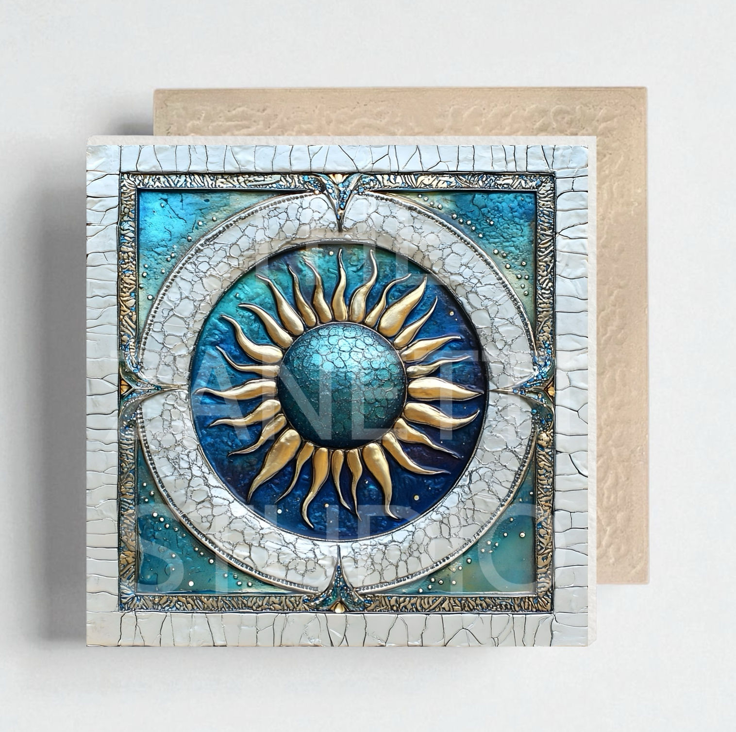 🌙 🌞 Sun Moon Ceramic Decorative Tile 6”x6”“