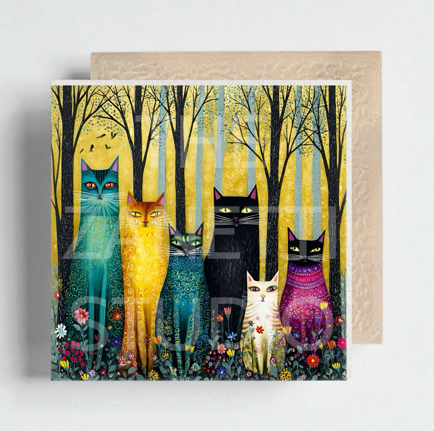 🐈⬛ Cat Ceramic Decorative Tile 6”x6”