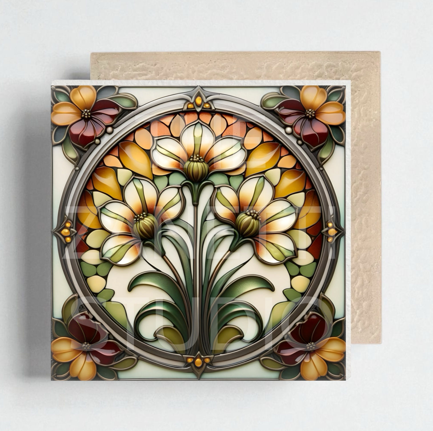 🌺 Flowers Ceramic Decorative Tile 6”x 6”