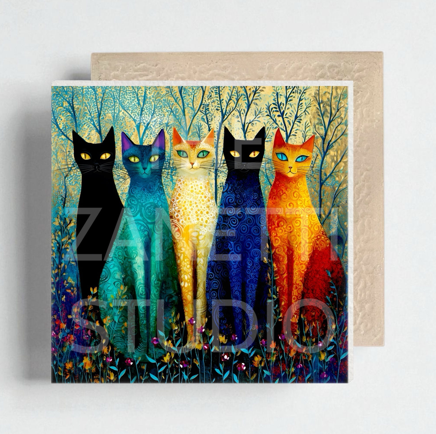 🐈⬛ Cat Ceramic Decorative Tile 6”x6”