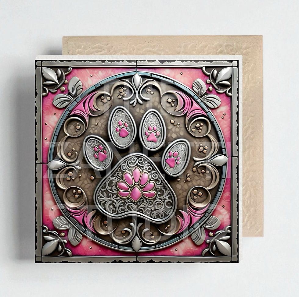 Thumbnail: 🐾 Paw Print Ceramic Decorative Tile 6”x6”