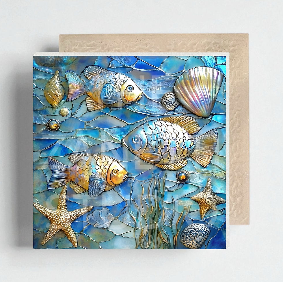 Thumbnail: 🐚 Sea Shells Ceramic Decorative Tile 6”x6”
