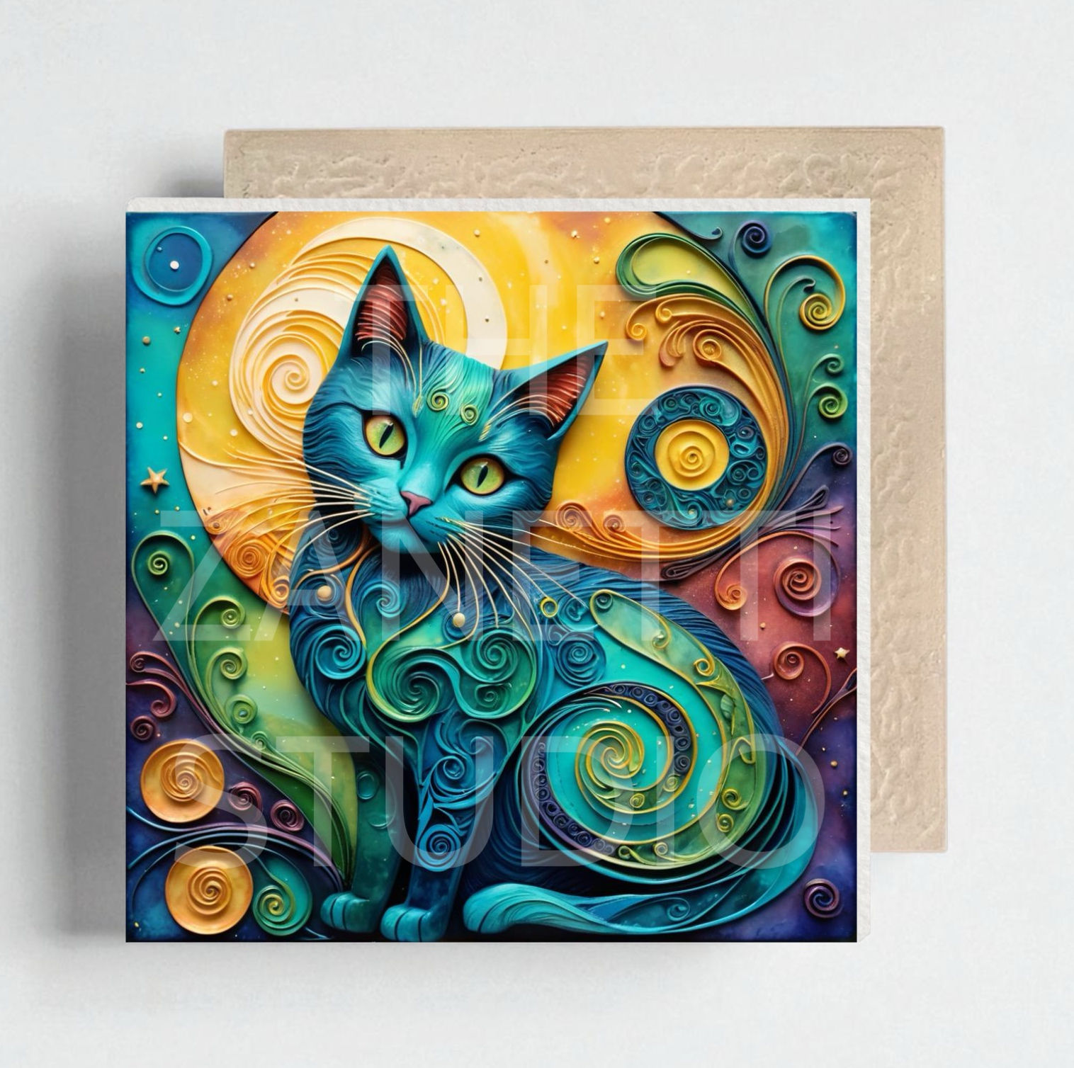 🐈 Cat Ceramic Decorative Tile 6”x6”
