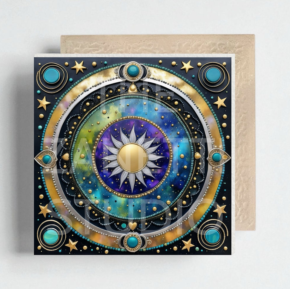Thumbnail: 🌙 🌞 Sun Moon Ceramic Decorative Tile 6”x6”