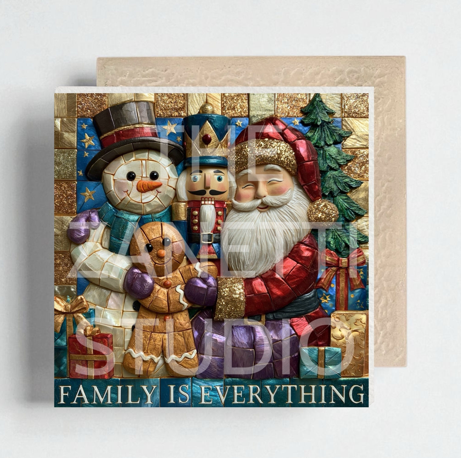 🎄 Christmas Santa Ceramic Decorative Tile 6”x6”