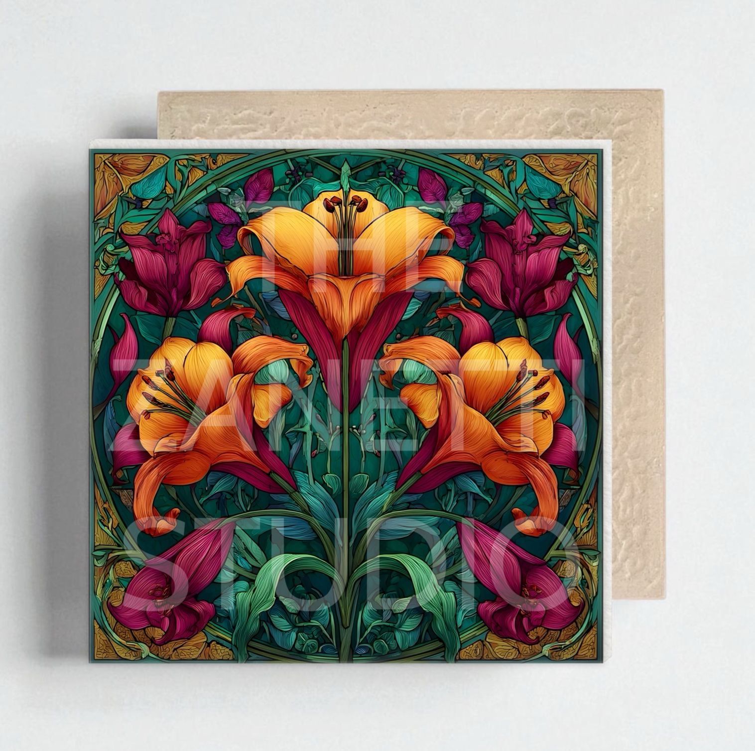 💐 Flower Ceramic Decorative Tile 6”x6”