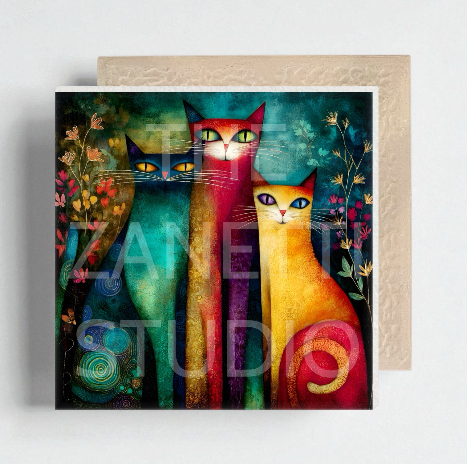 🐈⬛ Cat Ceramic Decorative Tile 6”x6”